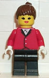 LEGO par014 Red Riding Jacket - Black Legs, Brown Ponytail Hair