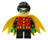 LEGO sh588 Robin - Green Mask and Hands, Black Short Legs, Yellow Scalloped Cape 